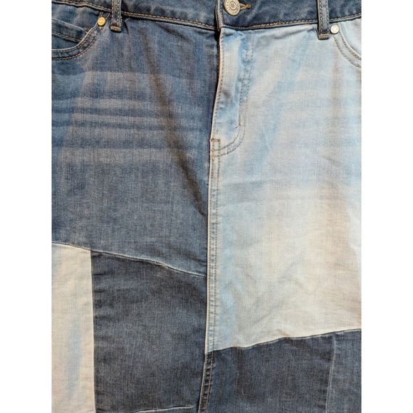 Boho Western Cottage Cowgirl Rodeo Denim Patchwork Skirt Blue Wash 10‎ Skirt - Picture 4 of 11